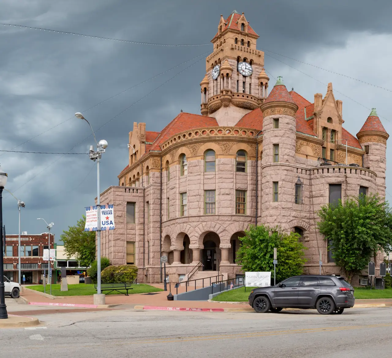 The Wise County Courthouse on the downtown square in Decatur, Texas